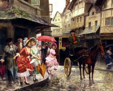 Transport de femmes Mariano Alonso Pérez Rococo Peinture à l'huile